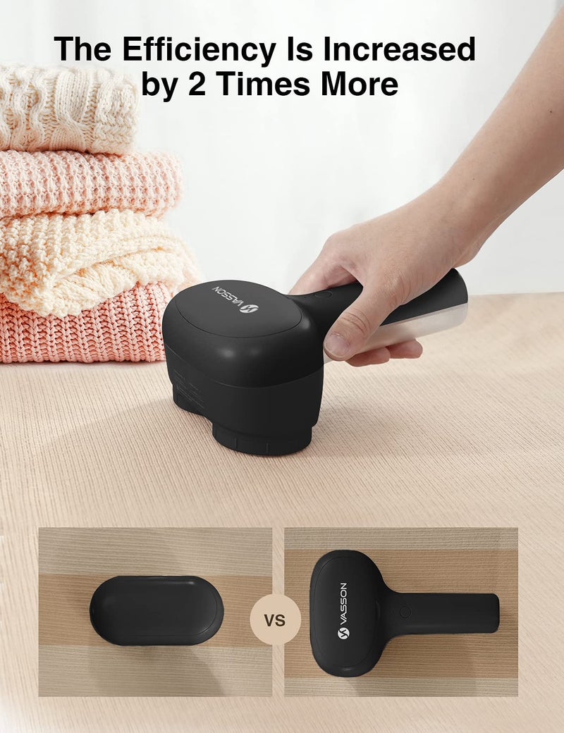 VASSON Fabric Shaver  Electric Lint Remover  Rechargeable Lint Shaver  Sweater Shavers to Remove Pilling  Large Fuzz Remover for Clothes Couch Furniture (Black) - Image 2